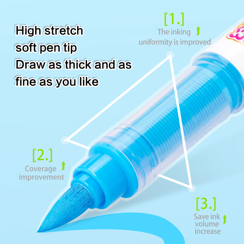 56 Colors Brush Acrylic Markers Pens,Premium Acrylic Paint Pens for Canvas, Rock Painting, Glass,DIY Crafts Making Art Supplies Qme