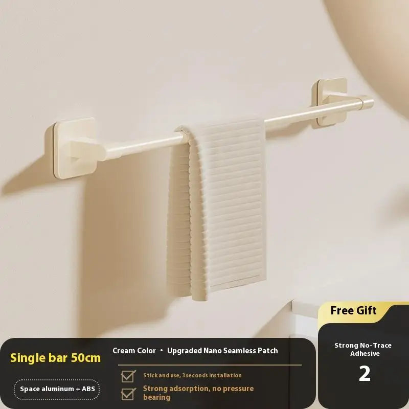 Bathroom Storage Rack Towel Organizer Wall-mounted Shelf Two Layer Qme One Layer White50cm