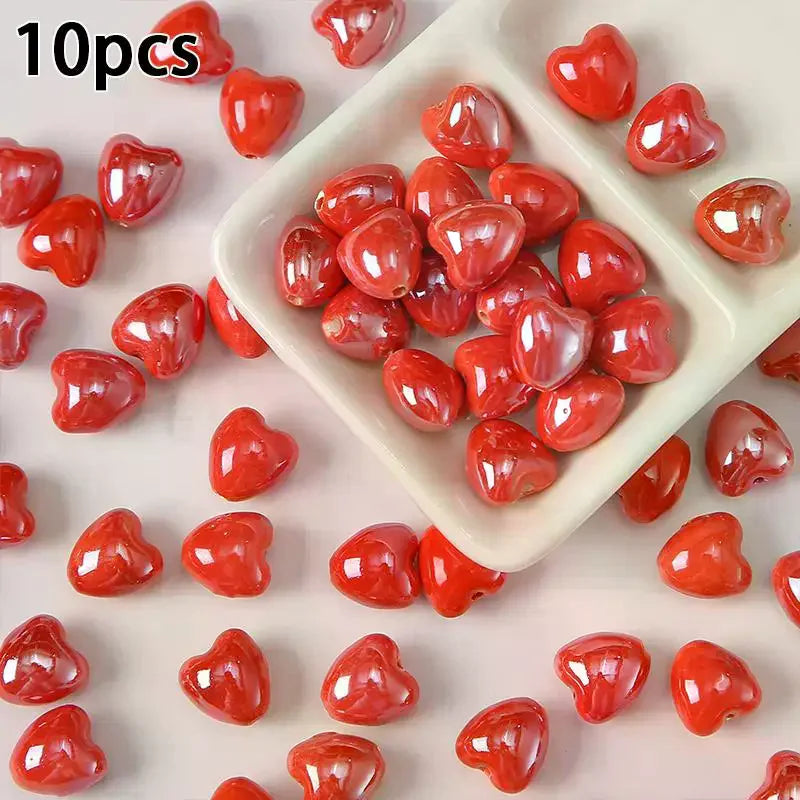 10Pcs Ceramic Loose Beads, DIY Jewelry Making Supplies for Necklaces & Earrings, Ceramic Pendants for Crafting Accessories Qme