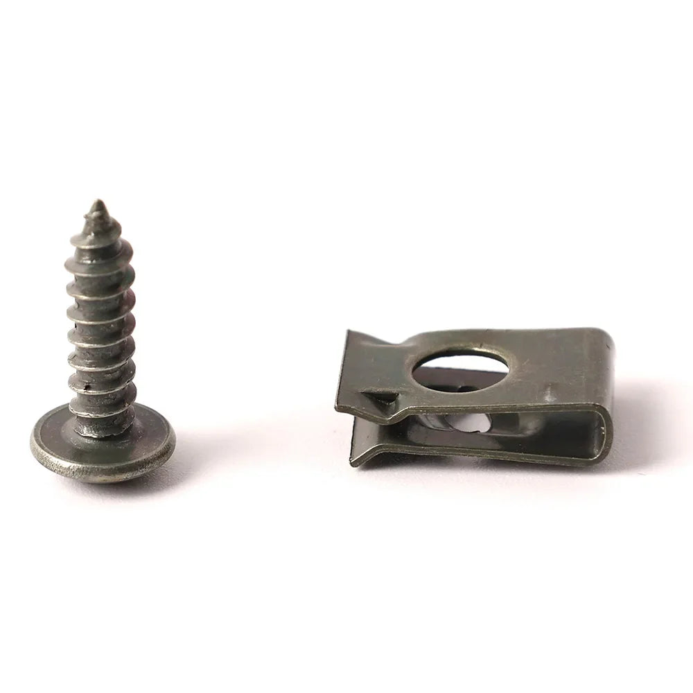 Car Clamping Clip U-type Metal Screw Clip Tools for Motorcycle Engine Bottom Tray Splash Protector Bumper Screw Car Accessories Qme