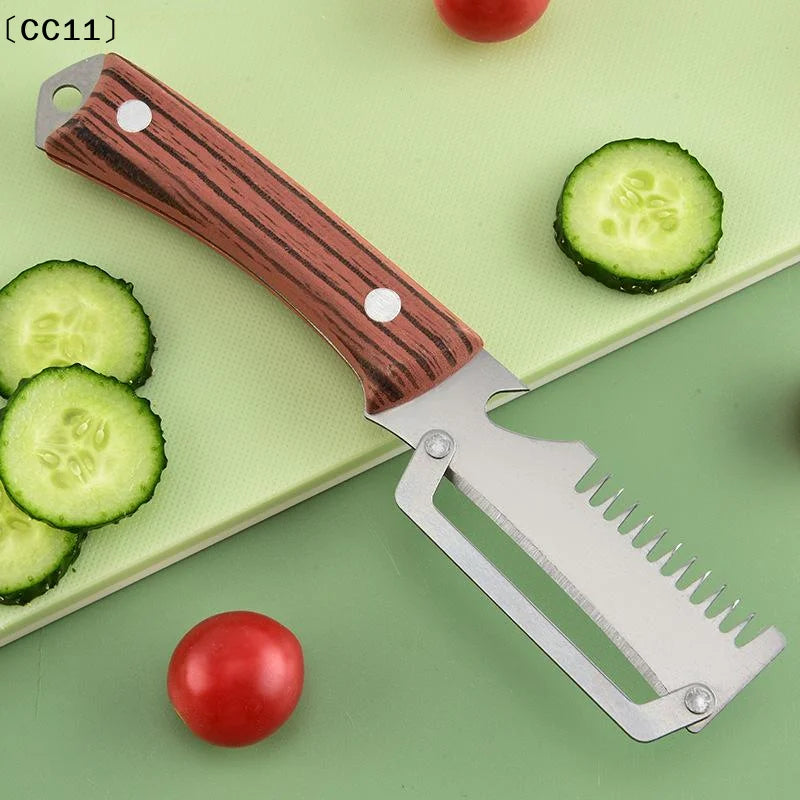 3-in-1 Serrated Peeling Knife Premium Vegetable Peeler Scallion Qme
