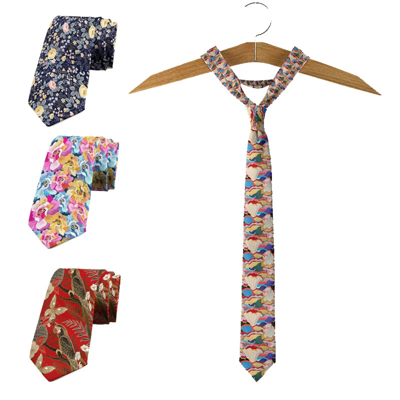 Fashionable Personality Floral Tie Interesting Japanese Men's Qme