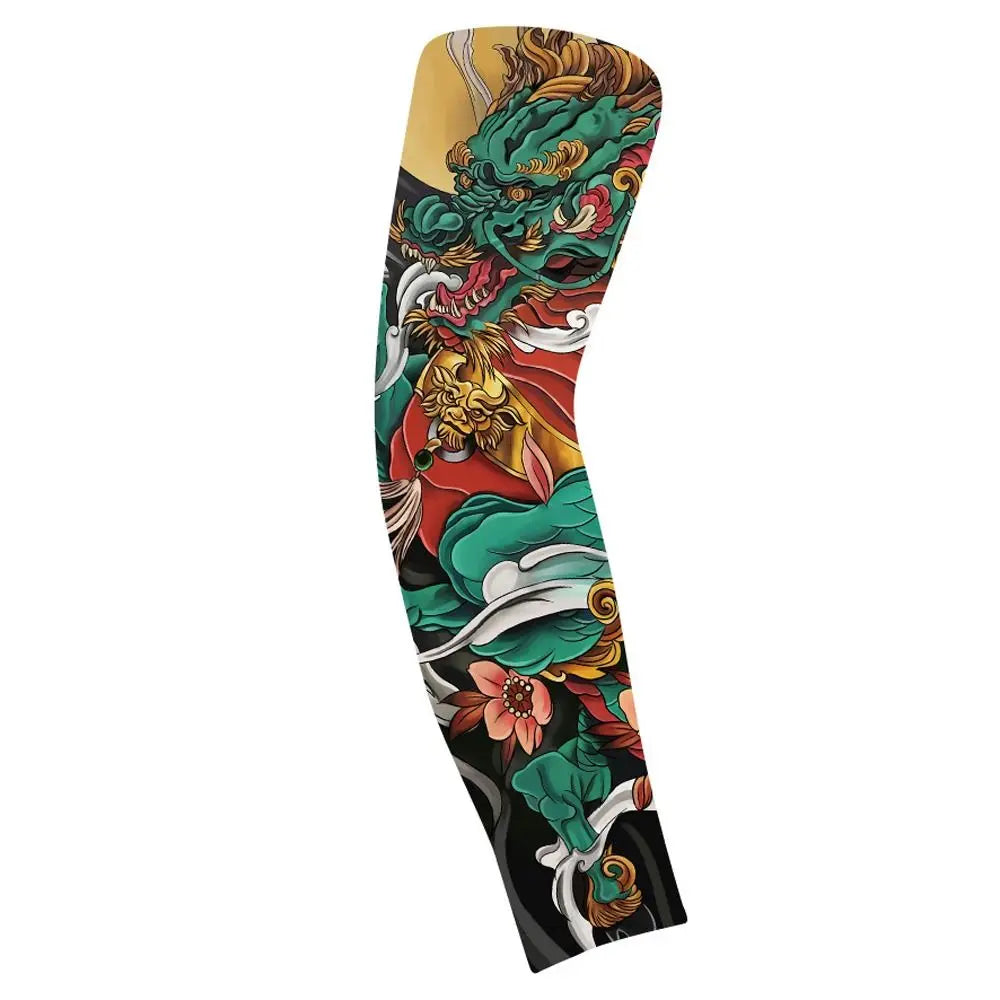 Flower Arm Pattern Flower Arm Tattoo Sleeve Breathable Thin Men Sunscreen Sleeve UV Protection Long-sleeved Ice Silk Arm Sleeve Qme style 23
