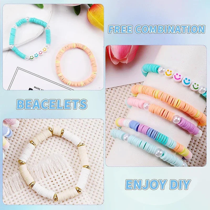 3860Pcs Macarons color Polymer Clay Beads Set Flat Chip Beads For Unique Bracelet Necklce Making Letter Beads Diy Accessorie Qme