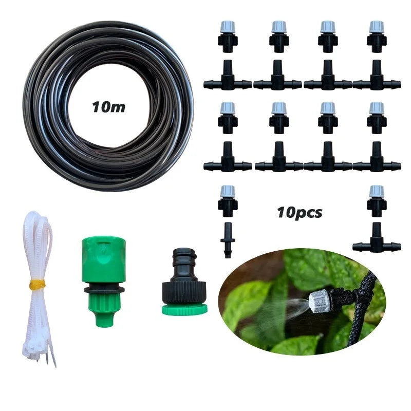 Irrigation 10Meters 10 Sprinklers Nozzles Water Sprayer Misting Fog Qme