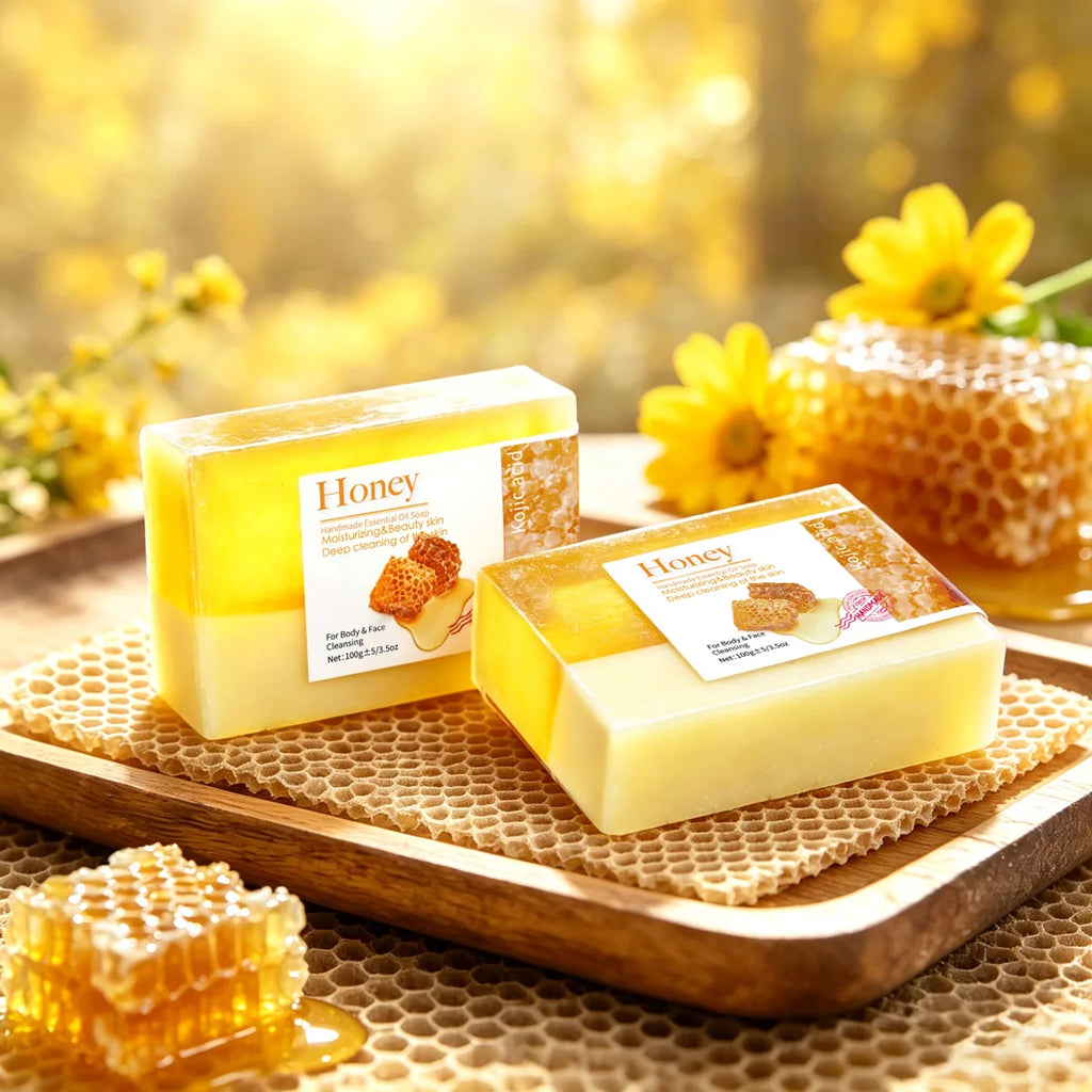 Two Tone Honey Goat Milk Handmade Soap Cleansing Essential Oil Qme