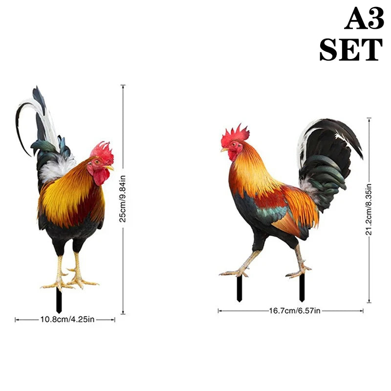 Patio Backyard Home Outdoor Decoration Garden Rooster Statue Chicken Qme A3