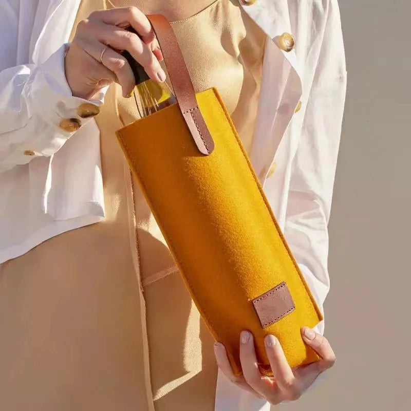 Wine Cooler Lovers Wedding Bag Felt Single Bottle Insulated Tote Qme