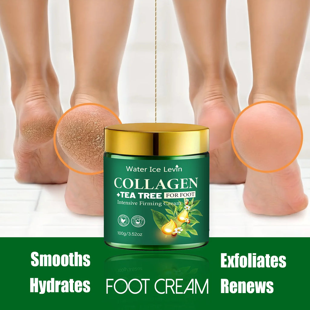 Intensive Foot Cream with Collagen & Tea Tree, Moisturizing & Firming Foot Care Qme
