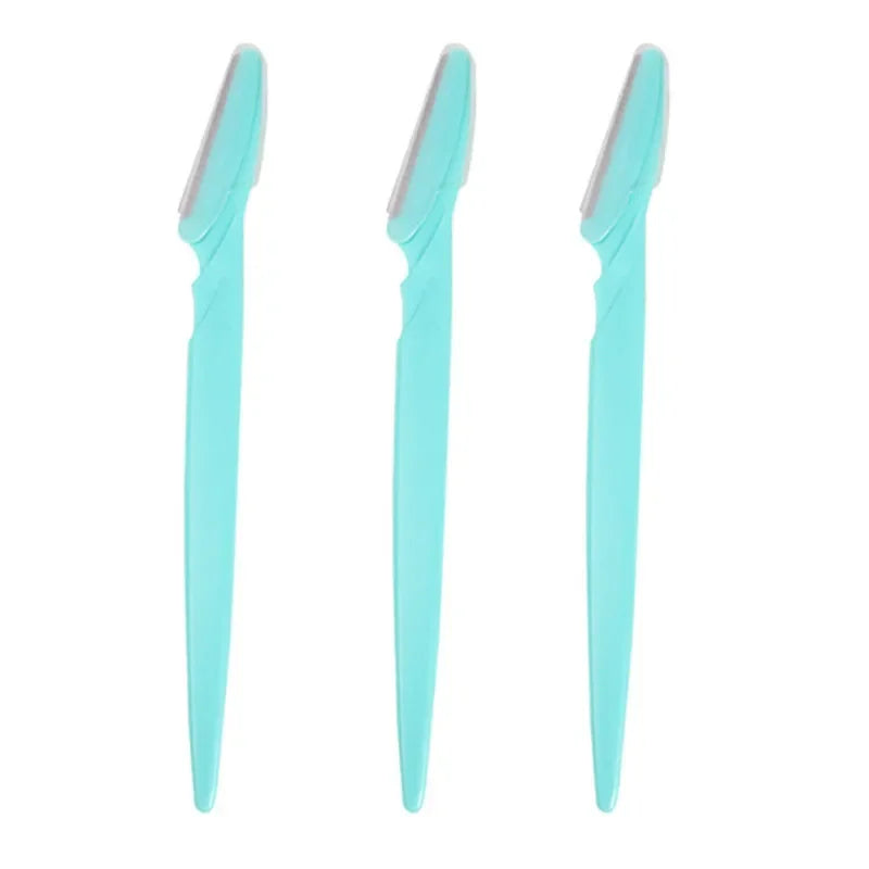 Eyebrow Trimmer Eyebrow Razor Safety Face Shaver Eye Brow Shaper Portable Blades Hair Removal Cutters for Woman Cosmetic Tools Qme 3Pcs Blue