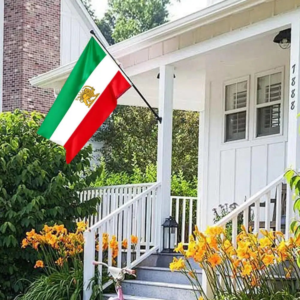 Iran Flag Lion Crown Banner Pendant Pahlavi Dynasty Sun Flag Iranian Polyester Decoration Gardening Home Outdoor Decor Qme
