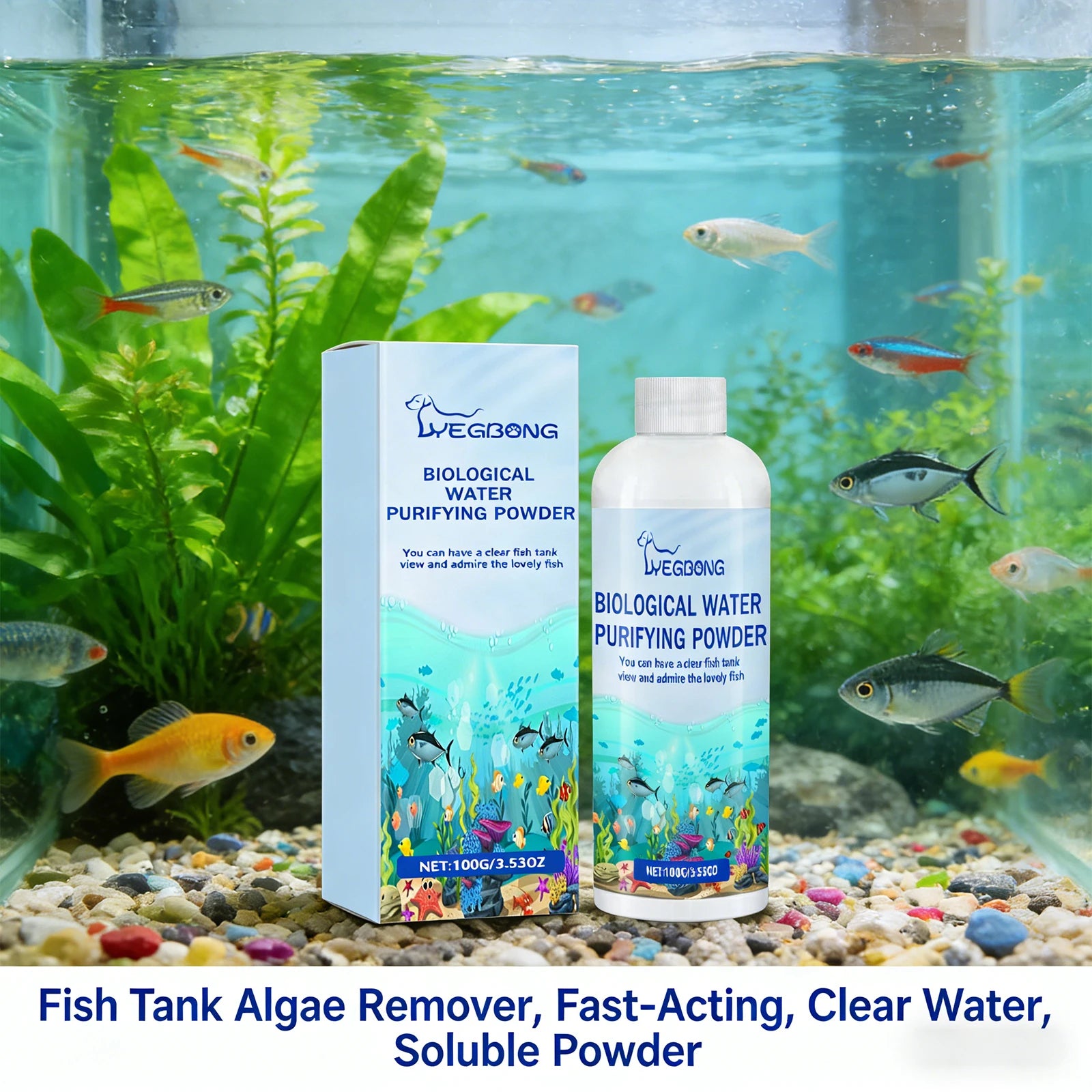 Fish Tank Water Purifier Powder Quickly Purify Water Quality Remove Algae Preventing Fish Diseases Instant Algae Removal Powder Qme