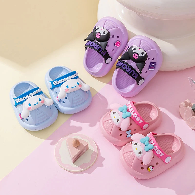 Hello Kitty Kuromi Garden Slippers Cute, Soft-Soled EVA, Non-Slip Indoor Home-Use Holey Slippers Qme