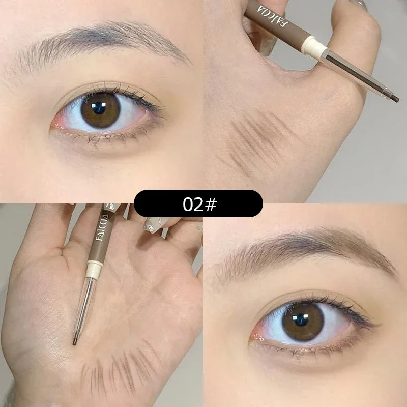 1PC Waterproof Double-Ended Eyebrow Pencil Ultra Fine Eyebrow Pencil Sweat-proof Long Lasting Professional Eye Makeup Cosmetics Qme 02