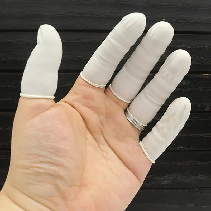 White Latex Powder Free Disposable Finger Cots Anti-Slip for Nail Art Tattoo Beauty Use Qme