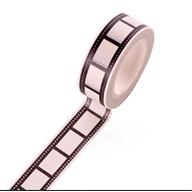 10M*15mm Tape Camera Roll Print Scrapbook DIY Sticker Decoration Japanese Tape Paper Black White Edges Two Styles 10m Qme