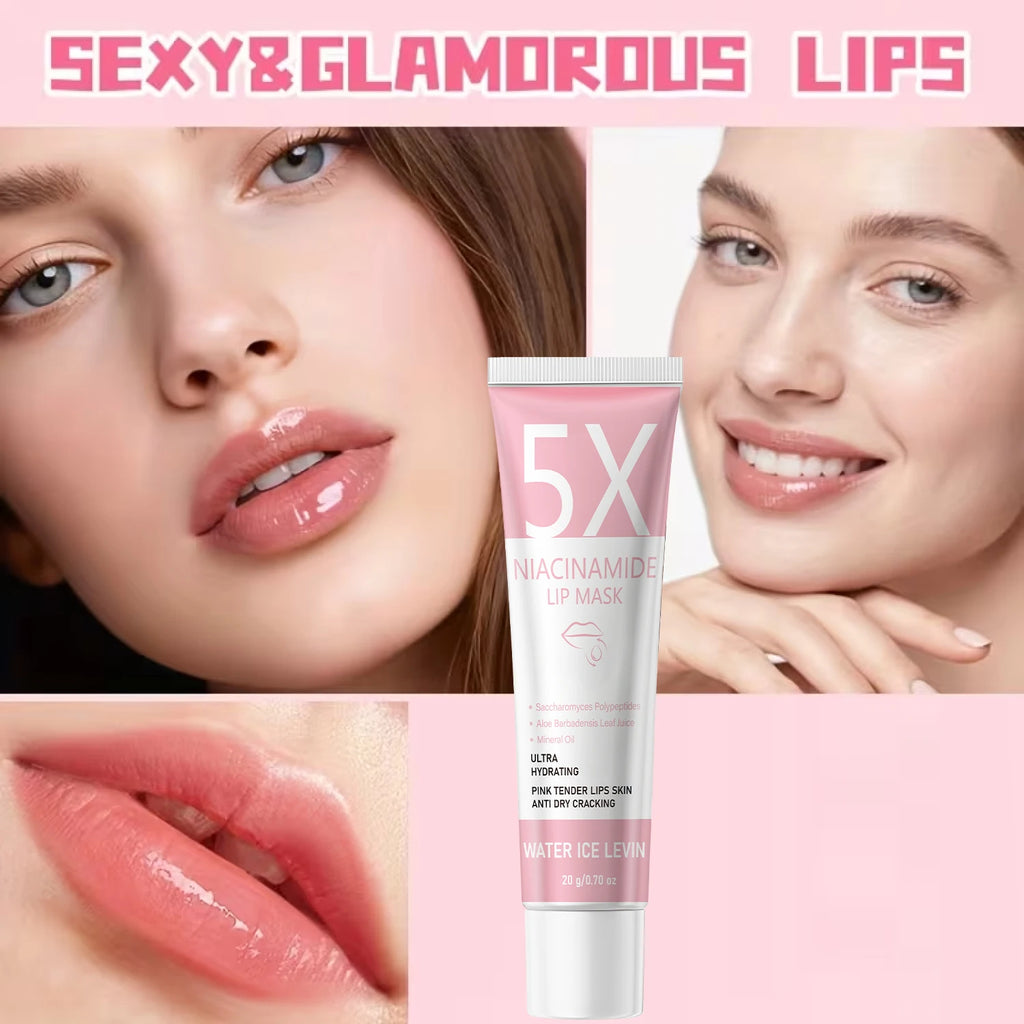 5X Niacinamide Lip Mask, Ultra Hydrating Anti-Dry Crack, with Saccharomyces Polypeptides & Aloe, Soft Pink Tender Lips Qme