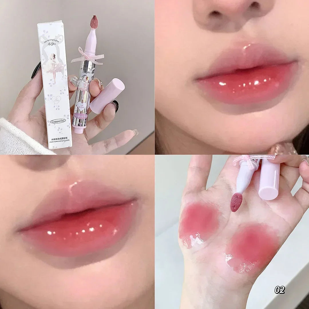 Halo-dyeing Tinted Lip Gloss Crystal Jelly Moisturizing Waterproof Mirror Water Glass Lip Gloss Transparent Color Cosmetics Gift Qme 02