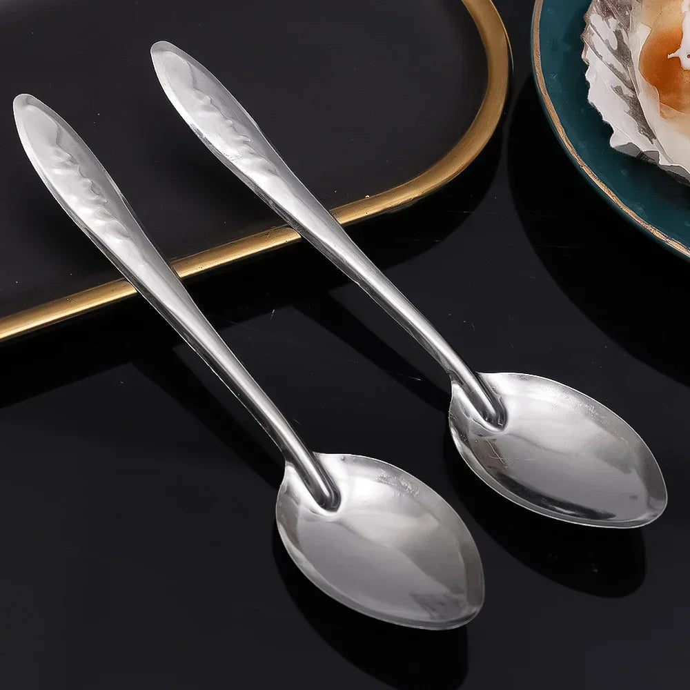 Stainless Steel Spoon Long Handle Soup Spoon Dessert Watermelon Scoops Milk Coffee Teaspoon Kitchen Tableware Utensils Wholesale Qme