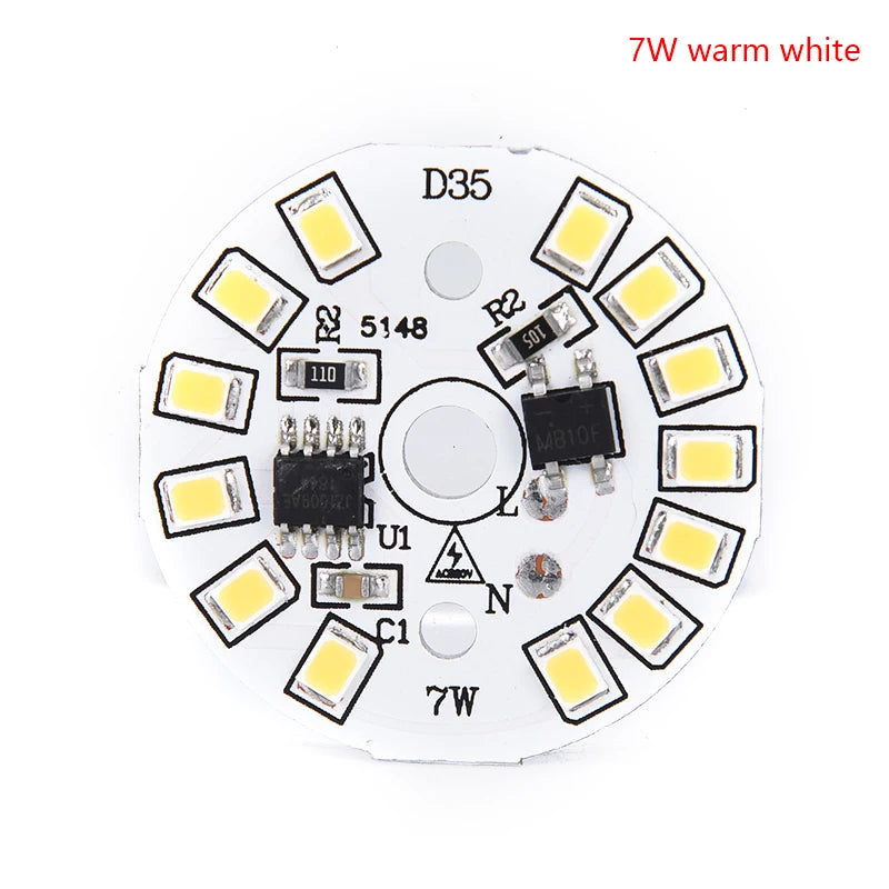 LED Bulb Patch Lamp SMD Plate Circular Module Light Source Qme 7w warm white