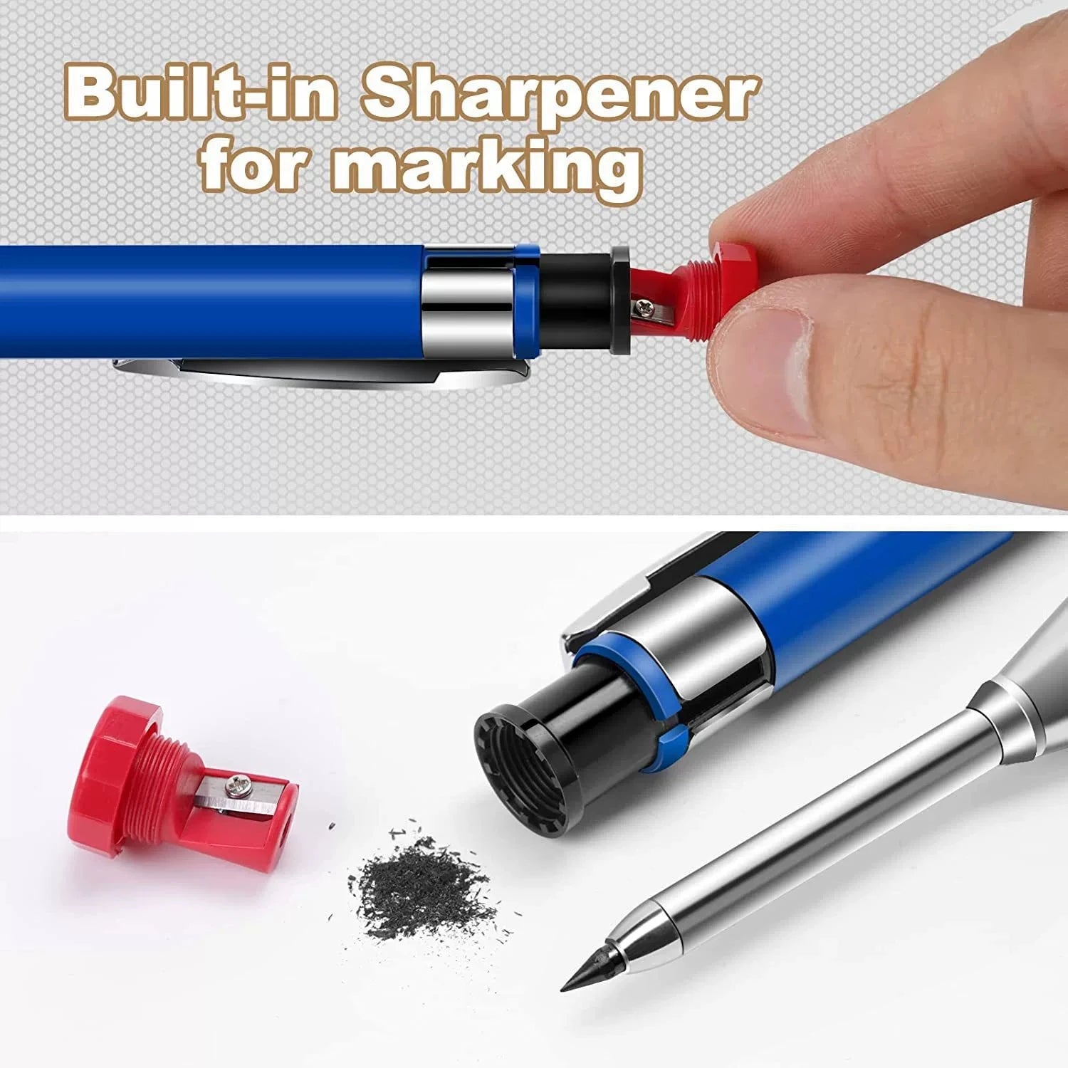 Metal Solid Carpenter Pencils with Sharpener Carpenter 2.8mm Solid Mechanical Pencils Marking Tools Construction/Carpenters Qme