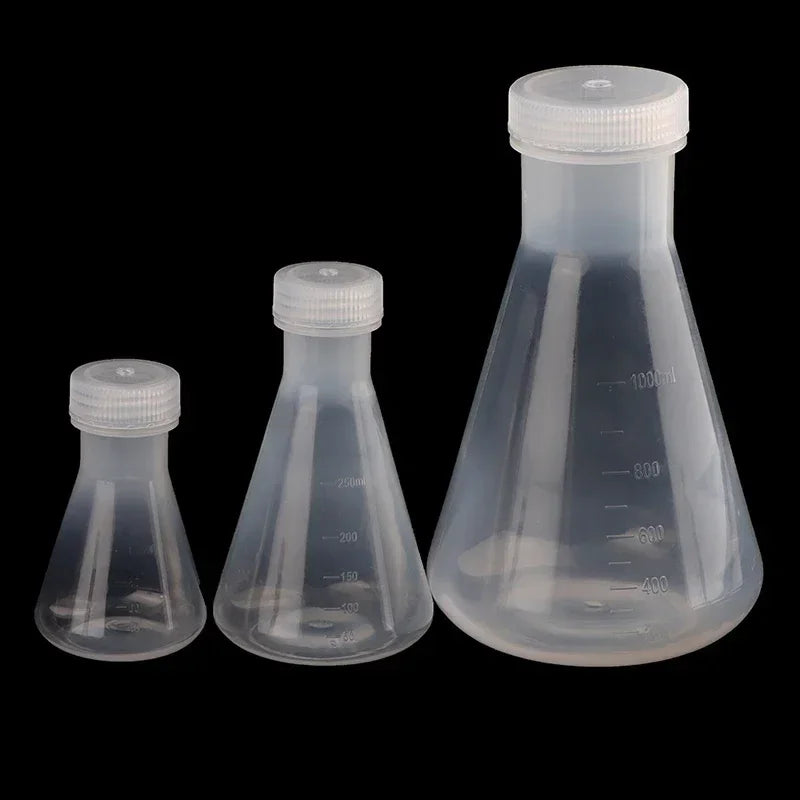 Lab Plastic Erlenmeyer Flask Conical Container Bottle Screw Cap Qme