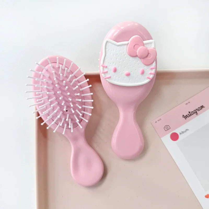 Hello Kitty Cute Folding Air-Cushion Comb Compact and Portable Air-Cushion Comb Air-Cushion Comb with Scalp Massager Qme