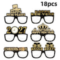 6/12/18pcs 2027 Happy New Year Party Paper Glasses Black Gold Glitter For New Years Eve Gatherings Photo Booth Props Qme 18pcs