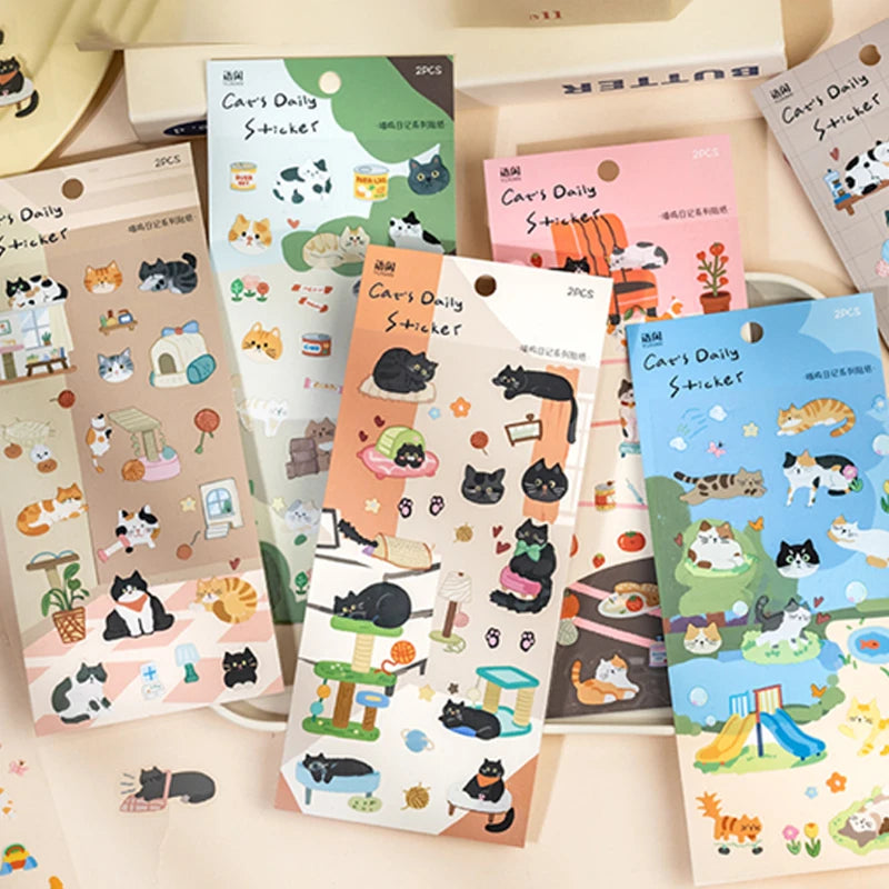 Daily Cat Themed PET Stickers, Super Cute Decor for Phone Cases & Journals, Great for Scrapbooking, Water Bottles Decoration. Qme