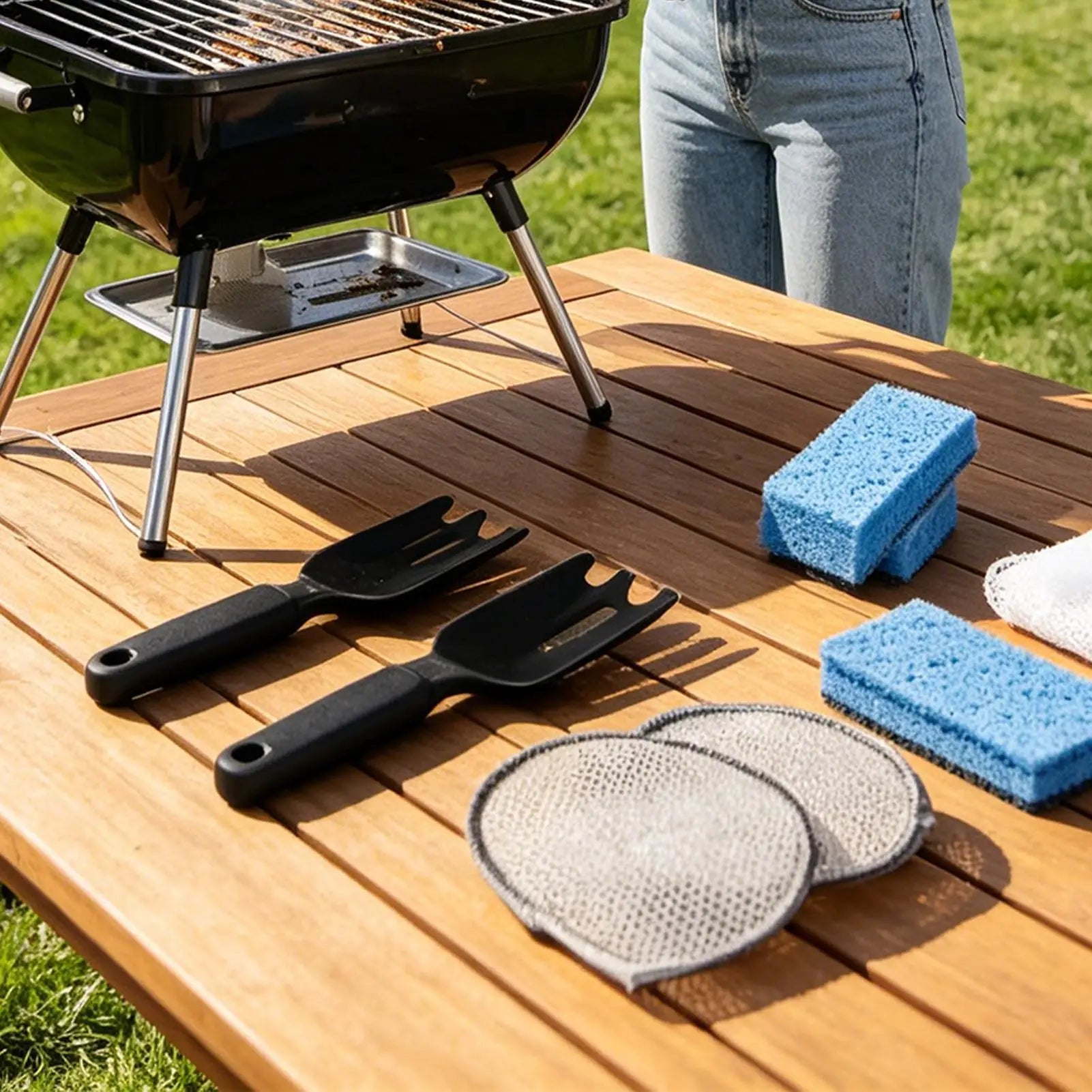Grill Cleaning Barbecue Scrub Gadgets Sponges Scraper Outdoor Qme