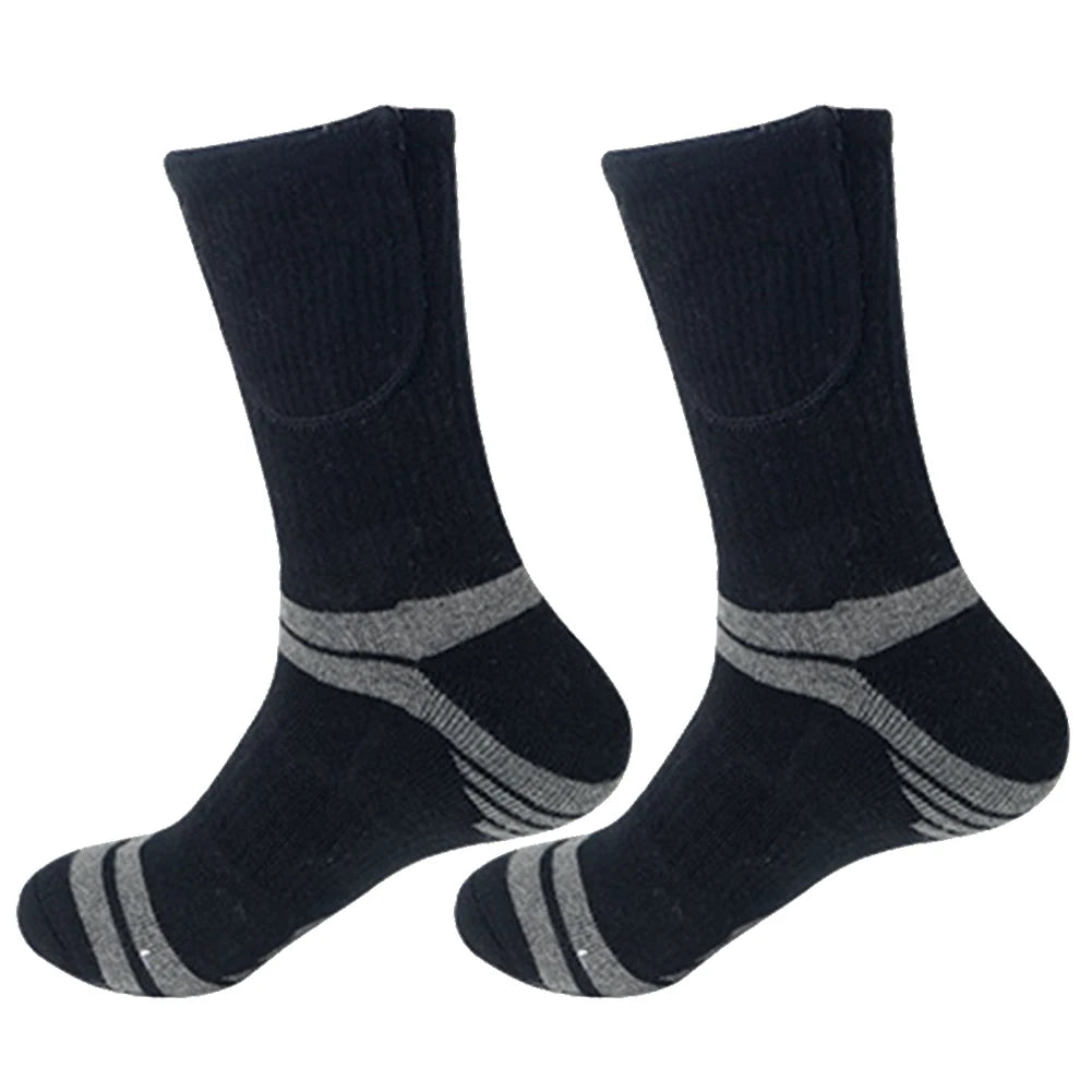 Unisex Electric Heated Socks Washable Rechargeable Heated Socks Elastic Thickened for Men Women Autumn Winter Thermal Sport Sock Qme Black 1Pair