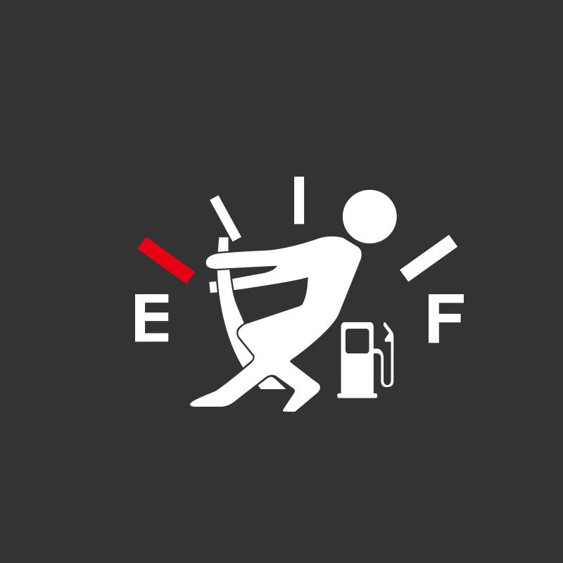 Funny Car Sticker Fuel Consumption Humor Waterproof Empty Gauge Decal Qme White