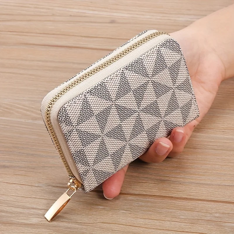 Short Accordion Card Holder, Large Capacity Wallet, Small Coin Purse,Zipper Bag,Credit Card Holder,Key Pouch,And Coin Bag Qme White 1pc