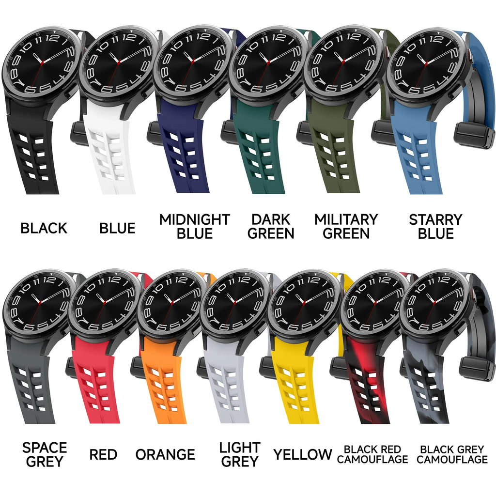 Magnetic Silicone Band for Samsung Galaxy Watch 6 Classic 43 47mm 4 42 46mm 5 Pro 45mm No Gaps Loop Strap for 4/5/6/7 40 44mm Qme