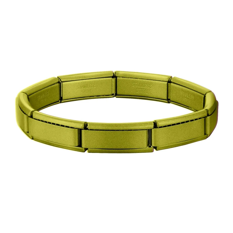Premium Italian Charm Stainless Steel Bracelets For Women Men 20mm*9mm Width Elastic DIY Modular Bracelet Jewelry Gift Wholesale Qme Style 10