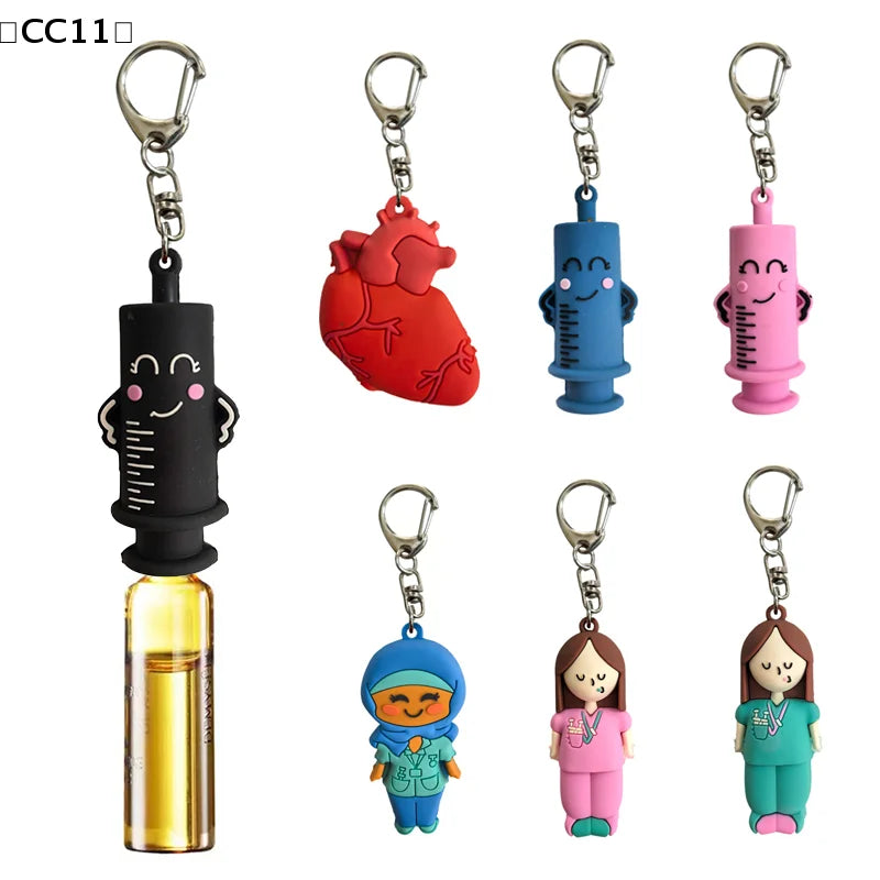 Syringe-shaped Ampoule Bottle Opener Keychain Rubber Cutter Aid Qme