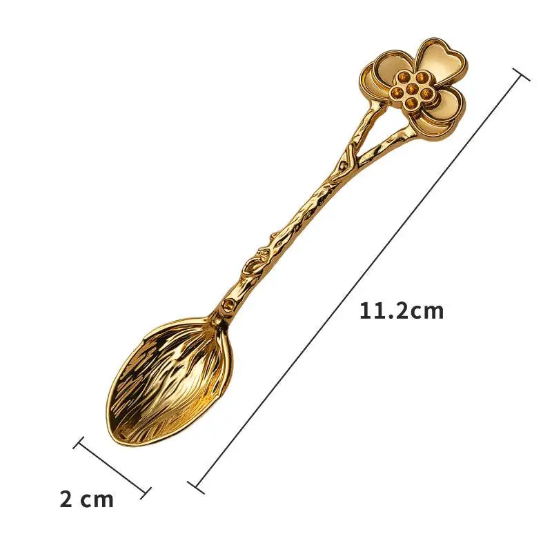 Retro Metal Coffee Spoon Dragonfly Branches Leaves Shape Ice Cream Qme D