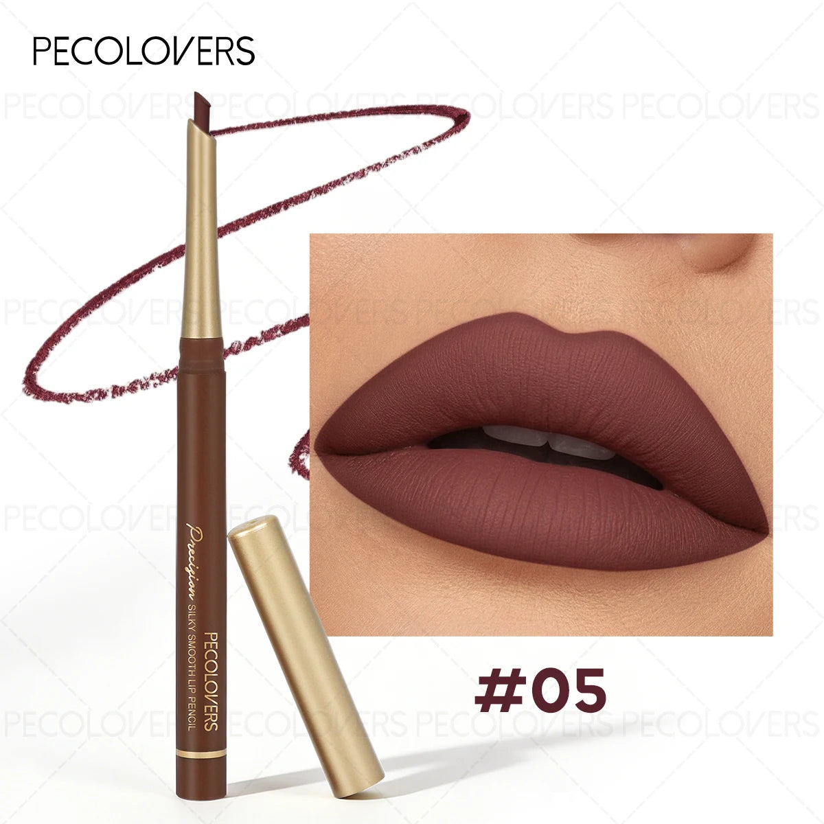 Brown Tube Slanted Lip Liner Outlines Contours Plump Charming Qme 05