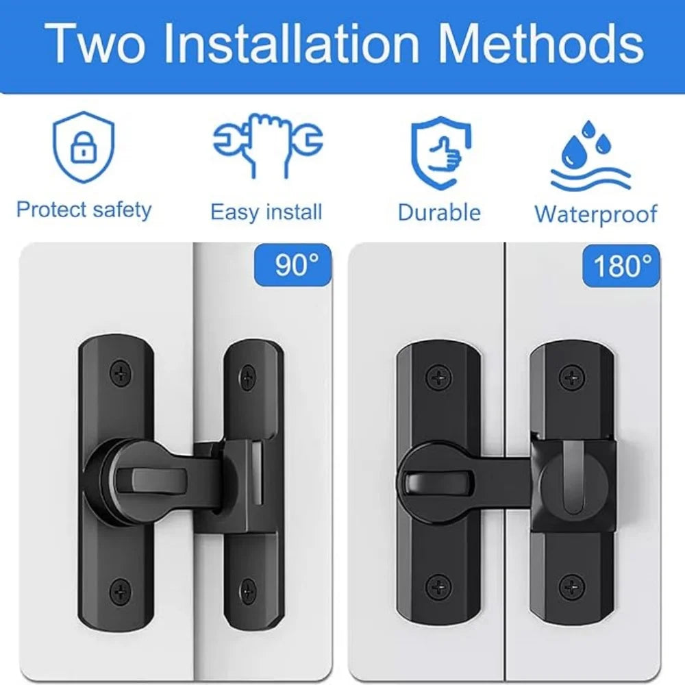 Non Perforated 90 Degree Barn Door Lock Sliding Door Lock Pin Buckle Kids Safety Alloy Locks Bolt Hooks Sliding Gate Buckles Qme