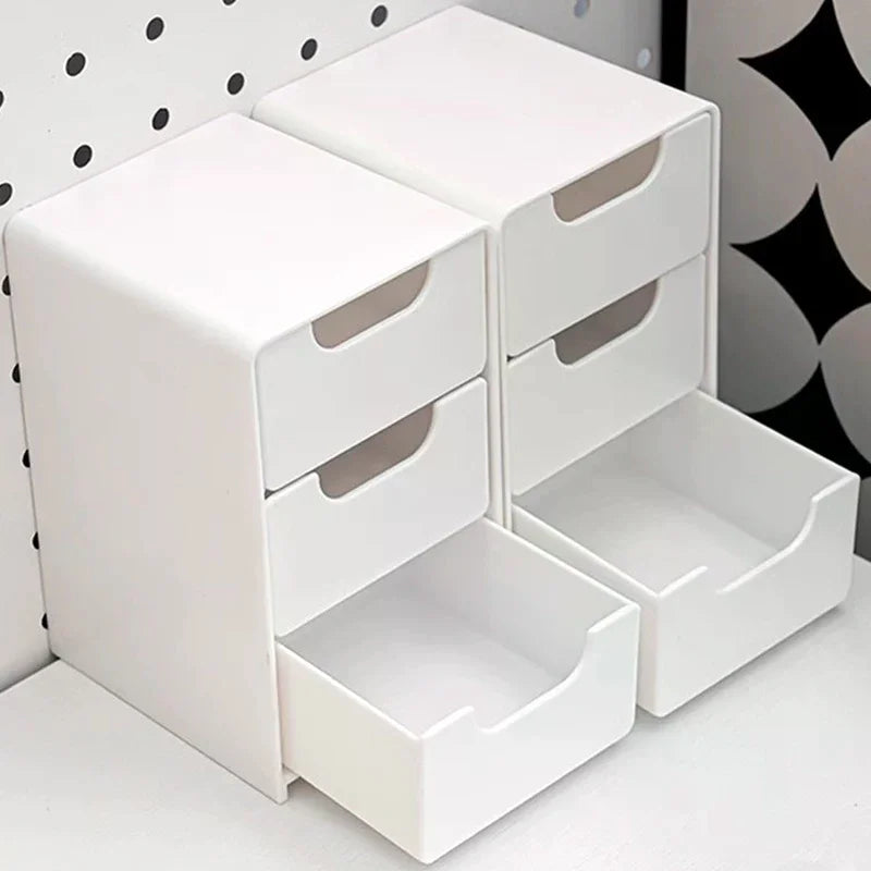 3-Tier Cosmetic Storage Box Organizer With Drawers Multifunctional Countertop Storage For Jewelry Office Supplies Qme