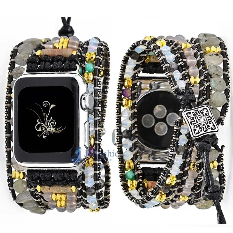 Bohemia Strap for Apple Watch Ultra Band 49mm 44mm 45mm 41mm 42mm 38 Handmade Natural Beads Bracelet Iwatch Series 8 7 6 Se 5 3 Qme Style 16 42-44-45-49MM-L