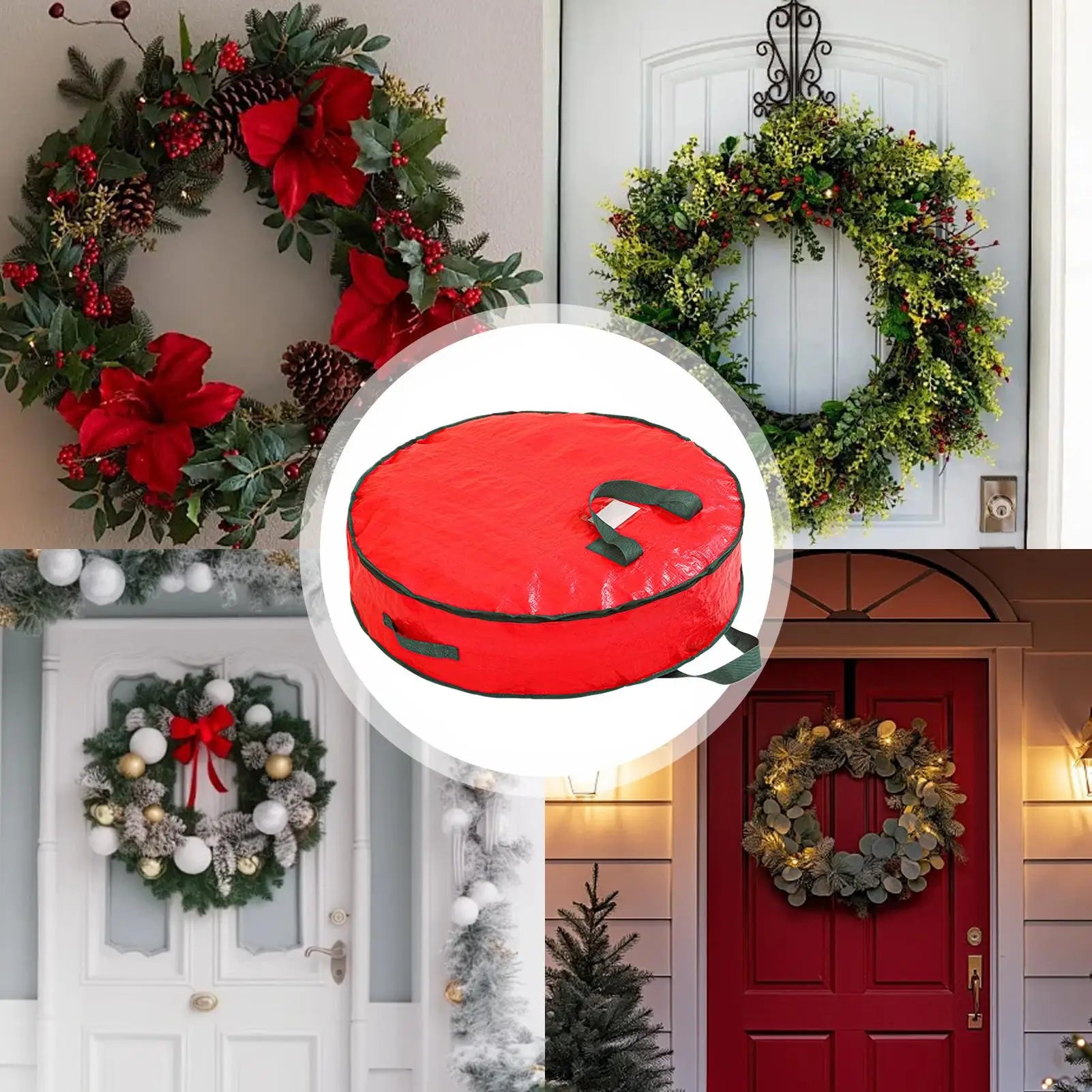 Wreath Holder Boxes Storage Heavy Duty Zippered Organizers Sturdy Qme