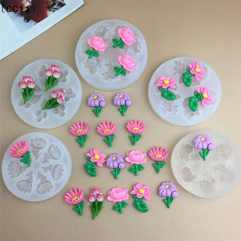 Flower Tulip Silicone Sugarcraft Mold Resin Tools Chocolate Cupcake Qme