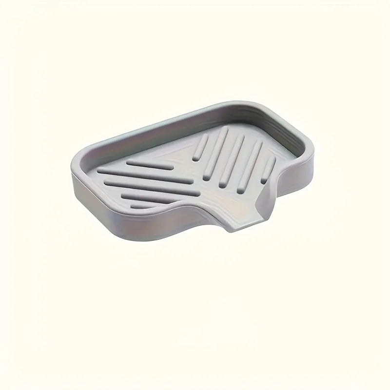[Silicone Sink Organizer] Silicone Sink Organizer | 1pc Non-Food Contact Soap Sponge Holder | Waterproof Countertop Storage Qme Grey