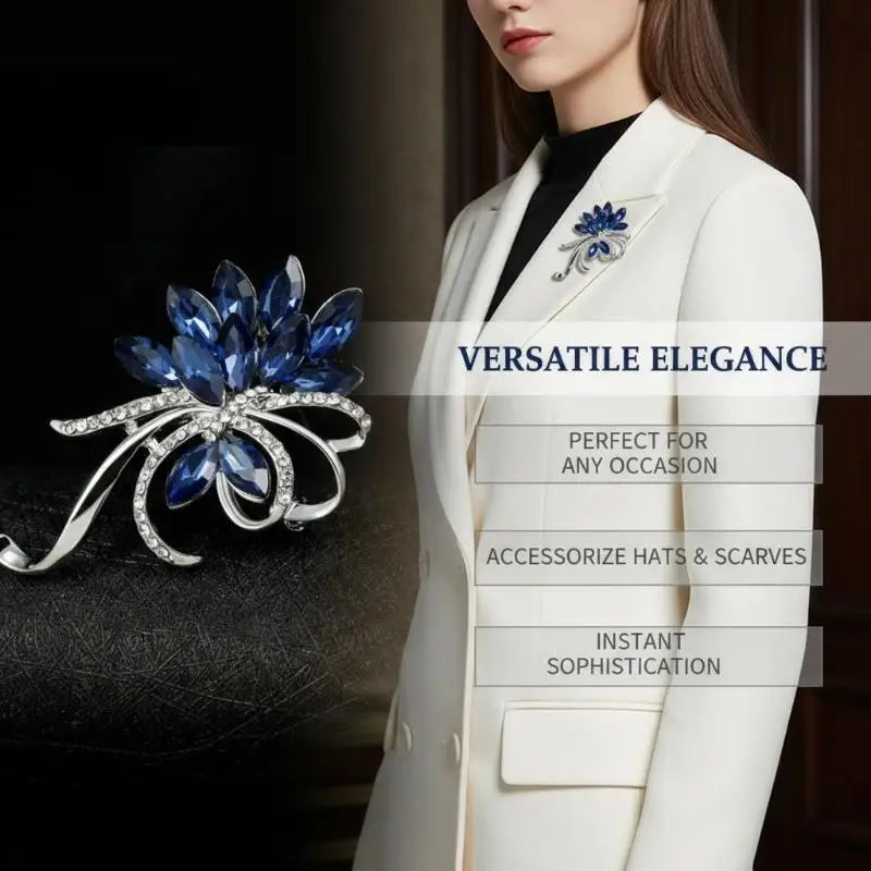 Fashion Temperament Rhinestone Flower Crystal Brooches For Women Clothing Coat Accessories Gifts Qme