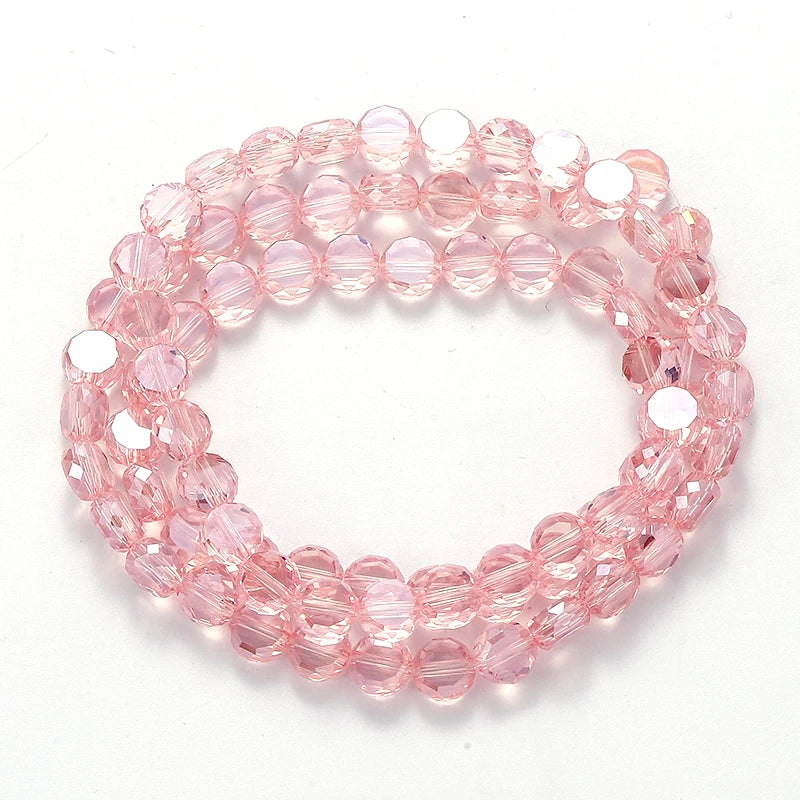 Flat Round Glass Beads Transparent Faceted Glass Spacers Colorful Coin Beads Crystal Loose Beads for Jewelry Making DIY Bracelet Qme Color 4 6mm-95pcs