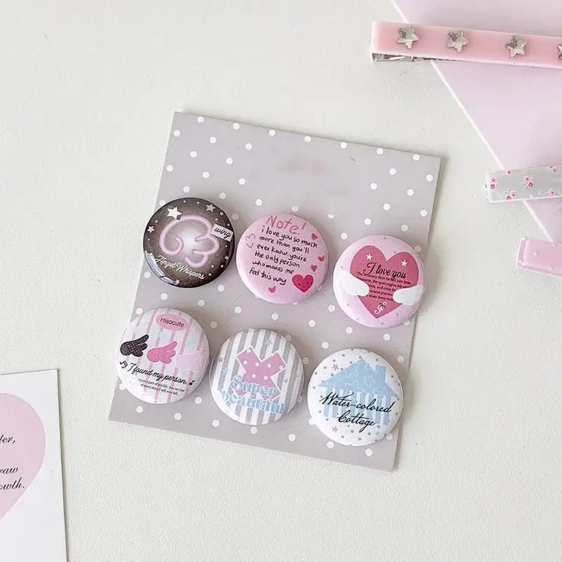 6Pcs Retro Cute 25mm Mini Cartoon Button Badge Kawaii Girls Kids Backpack Pencil Bag DIY Decorative Brooch Pins Qme A