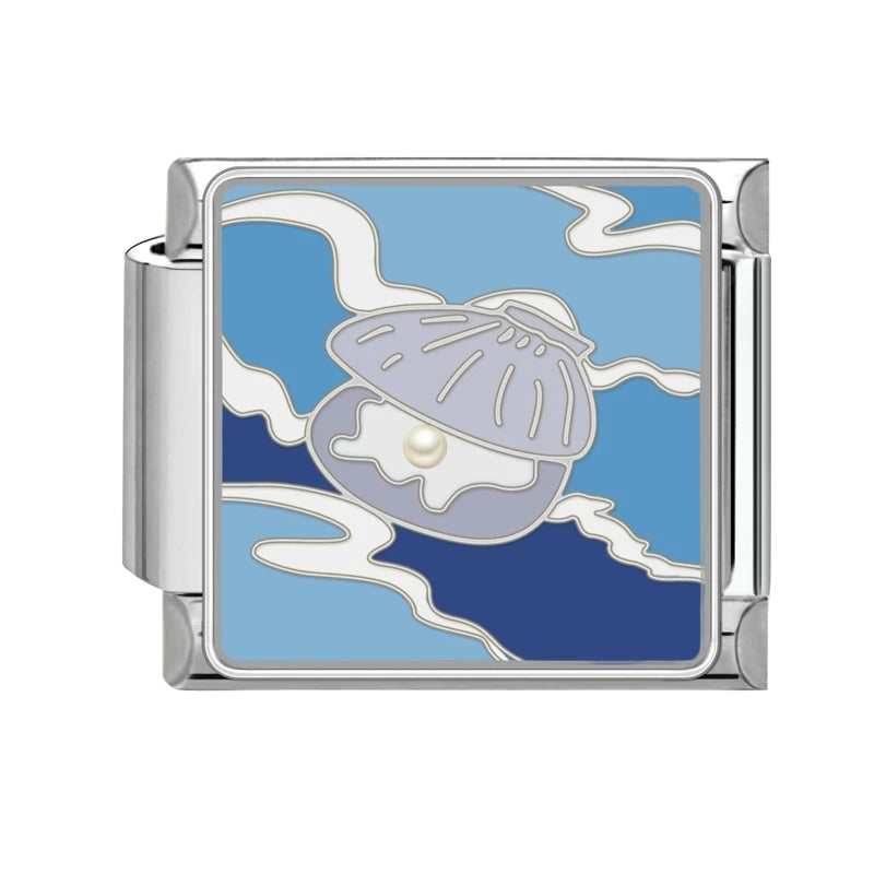Colored Glaze Star Sun Starfish Ocean Italian Charm Stainless Steel