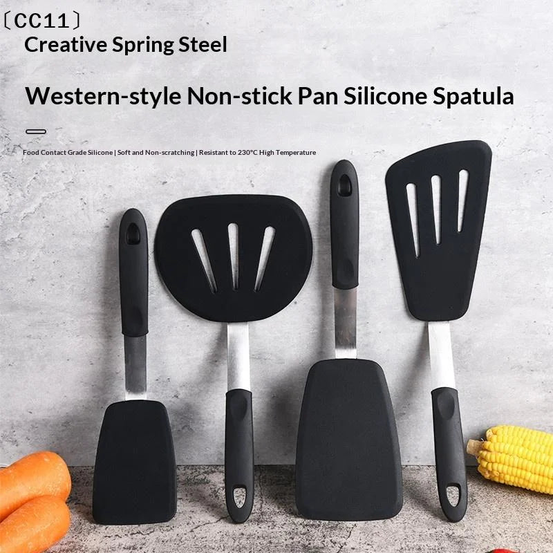 Frying Shovel Leaking Cooking Utensils Stainless Steel Silicone Qme