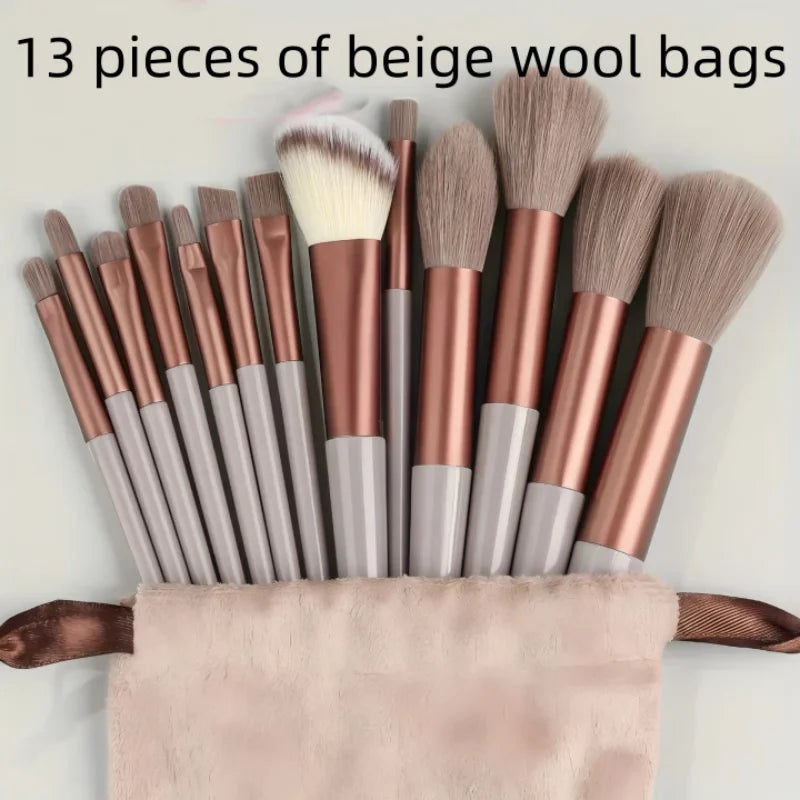 13pcs Professional Makeup Brush Set Soft Fluffy Cosmetic Brushes for Foundation Powder Eyeshadow Blending Beauty Tools Qme 13pcs coffee bag